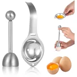 Eieröffner und Eigelbtrenner Set, Eierköpfer Edelstahl und Eiertrenner Edelstahl, Eieröffner für Gekochte Eier, Eierschalenöffner, Eierschäler für Gekochte Eier, Eierschalensollbruchstellenverursacher