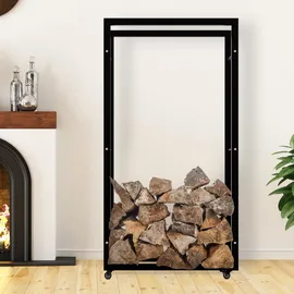 deluke Kaminholzregal Innen Metall 25 x 80 x 150 cm Schwarz