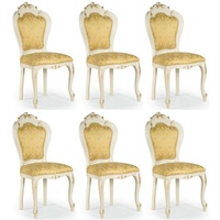 Casa Padrino Esszimmerstuhl Luxus Barock Esszimmer Stuhl Set Gold / Weiß / Gold 50 x 50 x H. 103 cm - Barock Küchen Stühle 6er Set - Esszimmer Möbel im Barockstil