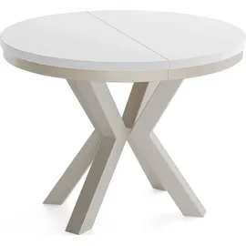 WFL GROUP Runder Ausziehtisch 120 x 76 cm grau-beige