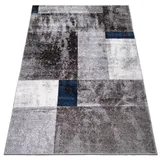 oKu-Tex Teppich Wohnzimmerteppich [160x230 cm] weicher Kurzflor grau blau meliert - Grauer Teppich für das Wohnzimmer - Carpet Living Room - geometrisches Patchwork Design - Deutsche Marke