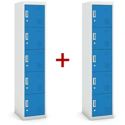 Metallspind 1+1 GRATIS, 5 Abteile, Zylinderschloss, grau/blau