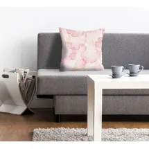 Queence Dekokissen QUEENCE "Ella", rosa (rosa, bedruckt), B:40cm L:40cm, Polyester, Dekokissen_Sitzkissen_Kissenhüllen, mit Ginkoblättern, Kissenhülle ohne Füllung, 1 Stück