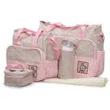 Moni Wickeltasche Stella, Set mit Wickelunterlage, Isoliertasche f. Babyflaschen pink