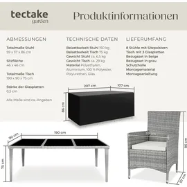 Tectake Monaco Rattan Sitzgruppe 9-tlg. hellgrau inkl. Schutzhülle