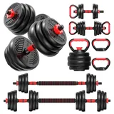 Wilitto Verstellbares Hantel-Set, 4-in-1-Hantel mit freiem Gewicht, verwendet als Langhantel, Kugelhantel, Liegestütz-Ständer, Ganzkörpertraining, Übungen für Zuhause, Fitnessstudio, geeignet für