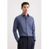 Seidensticker Businesshemd "Schwarze Rose", Herren, Gr. L (42), normale Ärmellängen, dunkelblau, 100% Baumwolle, bedruckt, tailored fit, 2-Knopf-Manschette, Hemden, Shaped 1/1 Kentkragen Druck