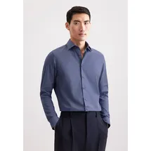 Seidensticker Businesshemd "Schwarze Rose", Herren, Gr. L (42), normale Ärmellängen, dunkelblau, 100% Baumwolle, bedruckt, tailored fit, 2-Knopf-Manschette, Hemden, Shaped 1/1 Kentkragen Druck