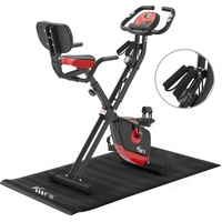 KM Fit 2in1 Heimtrainer Fahrrad mit LCD-Display | Fitnessbike klappbar | Hometrainer 16 Widerstandsstufen | Handpulssensoren | inkl. Bodenschutzmatte & Handy- Halterung