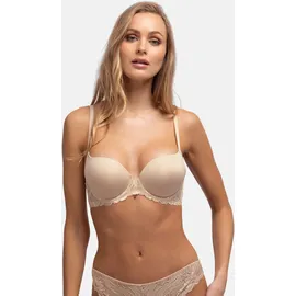 DORINA Claire Super Push-Up Demi-BH – Bügel-BH mit Geformten Cups, Weichem Mikrogewebe und Sinnlichen Spitzendetails, beige