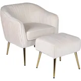 INOSIGN Loungesessel »ARROLL mit Hocker«, Cocktailsessel, Relaxsessel, Einzelsessel und Hocker bequem gepolstert beige