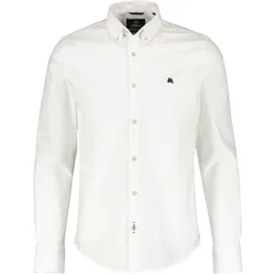 Langarmhemd LERROS "LERROS Oxfordhemd, unifarben", Herren, Gr. L, Normalgrößen, weiß, 100% Baumwolle, Langarm, Hemden