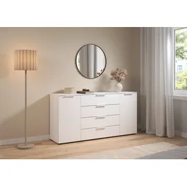 LeGer Home by Lena Gercke Schubladenkommode 160 x 81 x 42 cm Alpinweiß / Weiß Mattglas