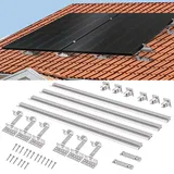 ALLDREI® Balkonkraftwerk Halterung für Ziegeldach Solarpanel - Komplettset Halterung Solarmodul für 28-46mm dicke Module, Solar Halterung mit Photovoltaik Dachhaken für 2 PV-Module, 0% MwSt.