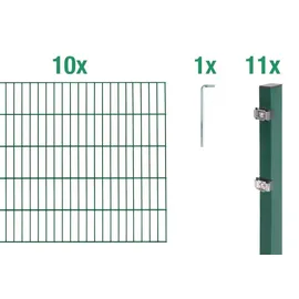 GAH Alberts Doppelstabmattenzaun Set 22-tlg. 0,8 x 20 m grün