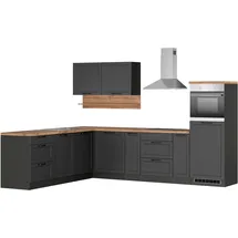 kochstation Winkelküche L-Form 240 cm grau