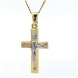 HOPLO Kreuzanhänger Anhänger Kreuz mit massiver Goldkette 1,1 mm 333-8 Karat Gold, Made in Germany 55 cm