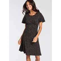 LAURA SCOTT Sommerkleid Gepunktet Schwarz/Rosa 48