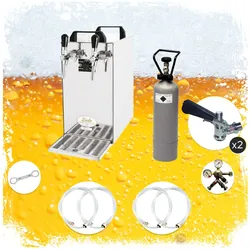Komplett Set - Zapfanlage, Bierzapfanlage - Kontakt 40 2-leitig Trockenkühler, Durchlaufkühler 50 Liter/h, Green Line, Zapfkopf:5 Liter Adapter,Zapfkopf 2:5 Liter Adapter
