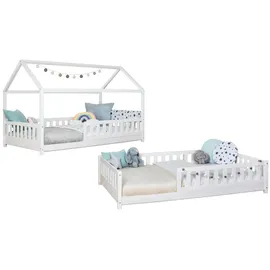 TICAA Hausbett Duo 90 x 200 cm Kiefer massiv weiß