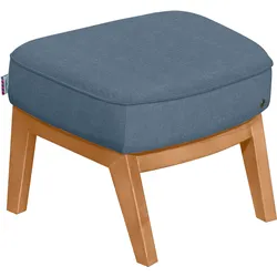 Hocker TOM TAILOR HOME "COZY", blau (sky blau tus 6), B:59cm H:43cm T:43cm, Vintage Webstoff TUS (60% Baumwolle, 40% Leinen), Hocker, Polsterhocker, mit Kedernaht, Füße Buche natur
