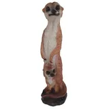 Figurendiscounter Gartenfigur Dekofigur Erdmännchen mit Kind 29 x 9 cm braun braun