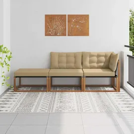 vidaXL Ecksofa-Einheiten für draußen 3 Stück Holz beige