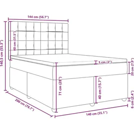 vidaXL Boxspringbett mit Matratze Schwarz 140x200 cm Stoff