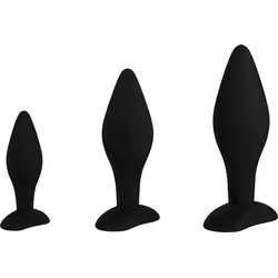 Analplugs aus Silikon, 3 Teile, 9,5 - 14,5 cm, schwarz