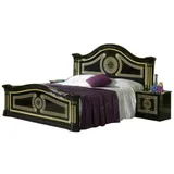 Xlmoebel Schlafzimmer-Set Klassisches Schlafzimmermöbelset in edlem Design mit Nachttischen, (3-tlg., Bett + 2x Nachttische), Hergestellt in Europa schwarz