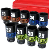 Arwealxs 9 Tlg Schlagschrauber Nüsse Set, 1/2 Zoll Schlagnüsse, 29-38mm Kraft Stecknusse, Jumbo Schlagnuss für Autoreparaturen, Haushaltsreparatur