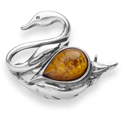 Brosche OSTSEE-SCHMUCK "Ostsee-Schmuck Brosche kleiner Schwan Brosche kleiner Schwan", weiß, Broschen, Damen, Silber 925 (Sterlingsilber)