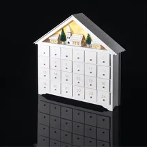EMOS Leuchtender Adventkalender aus Holz 2023 Weiß