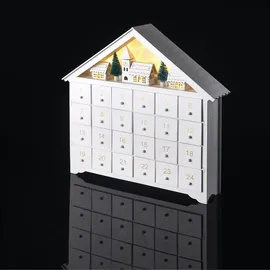 EMOS Leuchtender Adventkalender aus Holz 2023 Weiß