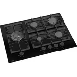 Gasline Gaskochfeld 70cm Schwarz Glaskeramik mit 5 Sabaf-Brennern WOK Brenner