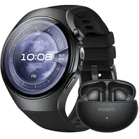 Huawei Watch 5 46 mm schwarzes Flourelastomerarmband  + FreeBuds