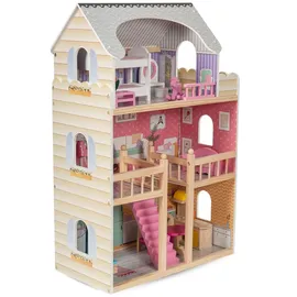 Mamabrum Holzpuppenhaus Großes Puppenhaus gelb
