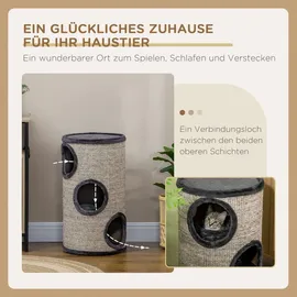 PawHut Kratztonne mit 3 Höhlen 70cm