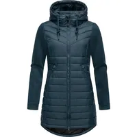 Ragwear Damen, Übergangsjacke leichte lang Steppjacke mit weichen Ärmeln und Kapuze Sandrra Long Petrol Gr. S - S