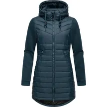 Ragwear Damen, Übergangsjacke leichte lang Steppjacke mit weichen Ärmeln und Kapuze Sandrra Long Petrol Gr. S - S