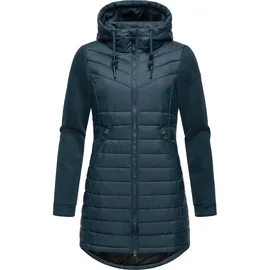 Ragwear Damen, Übergangsjacke leichte lang Steppjacke mit weichen Ärmeln und Kapuze Sandrra Long Petrol Gr. S - S