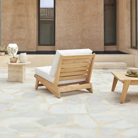 Tikamoon Olia Outdoor Sessel massiv Teakholz weiß
