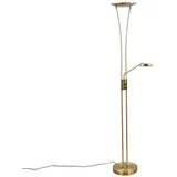 Lindby LED Stehlampe, Deckenfluter dimmbar verstellbarer Lesearm Standleuchte Metall Glas Standlampe Wohnzimmerlampe Leselampe