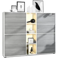 Vladon Highboard, Anthrazit, 130.5x105.5x35.5 cm, Wohnzimmer, Kommoden & Sideboards,