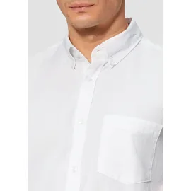 s.Oliver Regular Fit: Kurzarmhemd mit Struktur-Streifen und Button-Down-Kragen - weiß - S