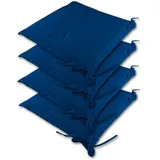 DETEX Sitzkissen 4er Set Wasserabweisend 45x40cm Befestigungsriemen Waschbar Reißfest Stuhlkissen Sitzauflage Sitzpolster Gartenstuhl Farbauswahl