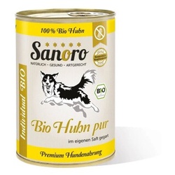 Sanoro Pures Fleisch vom BIO-Huhn mit 5 % Leber 12x400g