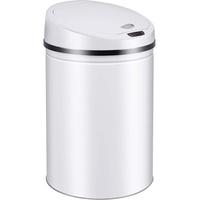 Ribelli Edelstahl Mülleimer 30 Liter - Abfalleimer mit Sensor - automatisches Öffnen und Schließen - Klemmring für Müllbeutel - Abnehmbarer Deckel - mit LED-Funktionsanzeige (weiß)