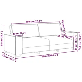 vidaXL 3-sitzer-sofa Gelb 180 cm Samt