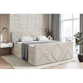 altdecor Boxspringbett 160 x 200 cm H3/H4 Creme